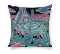 ERSTSNCK Alien Base Pillow Covers 18"x18" Linen Throw Pillow Covers - Double Sided Decorative Square Cushion Cases for Sofa, Bed, Chair (No Insert Included)