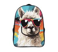 ERSTSNCK Alpaca Wearing Sunglasses Laptop Backpack for Travel Work, 16In Cute Bookbag, Computer Backpack, Casual Daypack