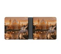 ERSTSNCK Amber Castle Wallet for Men Bifold Rfid Blocking Slim Money Clip Front Pocket Wallet Card Holder