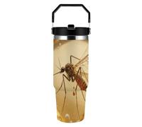 ERSTSNCK Amber Mosquito 30oz Tumbler Large Capacity Car Cup with Handle And Straw Lid Stainless Steel Travel Mug Double Wall Vacuum Insulated Cup Leak-Proof for Outdoor Home Use