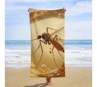 ERSTSNCK Amber Mosquito Beach Towel Oversized 31" X 63" Absorbent Towels Quick Dry Pool Towel Lightweight Bath Towels Sandproof Beach Blanket for Gym Swimming Sports Travel Gifts
