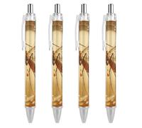 ERSTSNCK Amber Mosquito Black Ballpoint Pens Fine Point (0.5mm) Black Ink Pen Retractable Ball Point Pens with Comfortable Full Grip for Journaling, And Office Writing Ideal 4 PCS