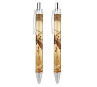 ERSTSNCK Amber Mosquito Black Ballpoint Pens Fine Point (0.5mm) Black Ink Pen Retractable Ball Point Pens with Comfortable Full Grip for Journaling, And Office Writing Ideal 2 PCS
