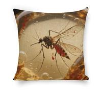 ERSTSNCK Amber Mosquito Fossil Pillow Covers 18"x18" Linen Throw Pillow Covers - Double Sided Decorative Square Cushion Cases for Sofa, Bed, Chair (No Insert Included)