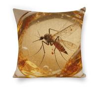 ERSTSNCK Amber Mosquito Pillow Covers 18"x18" Linen Throw Pillow Covers - Double Sided Decorative Square Cushion Cases for Sofa, Bed, Chair (No Insert Included)