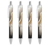 ERSTSNCK Angel Wing Black Ballpoint Pens Fine Point (0.5mm) Black Ink Pen Retractable Ball Point Pens with Comfortable Full Grip for Journaling, And Office Writing Ideal 4 PCS