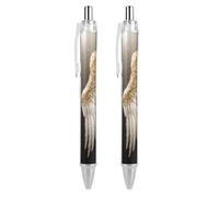 ERSTSNCK Angel Wing Black Ballpoint Pens Fine Point (0.5mm) Black Ink Pen Retractable Ball Point Pens with Comfortable Full Grip for Journaling, And Office Writing Ideal 2 PCS