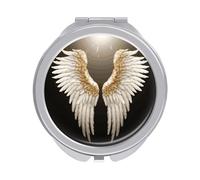 ERSTSNCK Angel Wing Compact Mirror for Purse Double-Sided 1x/2x Magnifying Metal Pocket Makeup Mirrors Folding Mini Vanity Mirror Handheld Round Travel Cosmetic Mirrors for Women
