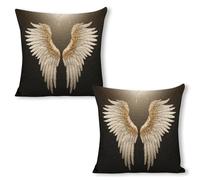 ERSTSNCK Angel Wing Pillow Covers 18"x18"（2pcs） Linen Throw Pillow Covers - Double Sided Decorative Square Cushion Cases for Sofa, Bed, Chair (No Insert Included)