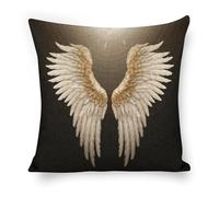 ERSTSNCK Angel Wing Pillow Covers 18"x18" Linen Throw Pillow Covers - Double Sided Decorative Square Cushion Cases for Sofa, Bed, Chair (No Insert Included)
