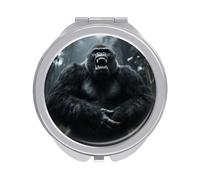 ERSTSNCK Angry Gorilla Compact Mirror for Purse, Double-Sided 1x/2x Magnifying Metal Pocket Makeup Mirrors, Folding Mini Vanity Mirror, Handheld Round Travel Cosmetic Mirrors for Women