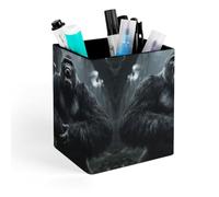 ERSTSNCK Angry Gorilla Pen Holder, Pencil Holder Desktop Stationery Organizer Square Leather Pencil Cup Makeup Brush Storage Box for Office Home And Stationary Supplies