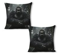 ERSTSNCK Angry Gorilla Pillow Covers 18"x18"（2pcs） Linen Throw Pillow Covers - Double Sided Decorative Square Cushion Cases for Sofa, Bed, Chair (No Insert Included)