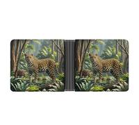 ERSTSNCK Animal Leopard Print Jungle Wallet for Men Bifold Rfid Blocking Slim Money Clip Front Pocket Wallet Card Holder