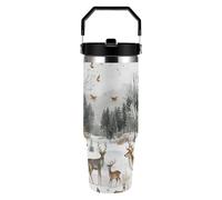 ERSTSNCK Animals And Trees 30oz Tumbler Large Capacity Car Cup with Handle And Straw Lid Stainless Steel Travel Mug Double Wall Vacuum Insulated Cup Leak-Proof for Outdoor Home Use