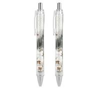 ERSTSNCK Animals And Trees Black Ballpoint Pens Fine Point (0.5mm) Black Ink Pen Retractable Ball Point Pens with Comfortable Full Grip for Journaling, And Office Writing Ideal 2 PCS