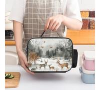 ERSTSNCK Animals And Trees Insulated Lunch Bag for Women Lunch Box Large Capacity, Leakproof Tote with Detachable Handles- 5-Hour Cold/Hot Retention Cooler Bag for Office, Picnic, Camping