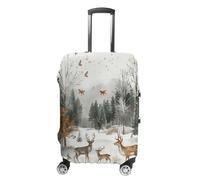 ERSTSNCK Animals And Trees Luggage Suitcase Covers Elastic Washable Cute Luggage Protector Travel Suitcase Protective Cover For Adult (Fit 19-32 Inch Luggages) X-Large, white, S, Animals and Trees