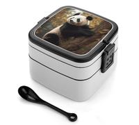 ERSTSNCK Animals on Tree Bento Box 1000ml Leak Proof Lunch Container with Removable Dividers & Spoon - BPA-Free PP Stackable Lunch Box for Work, Office, Picnic, Travel, Dining Out