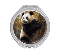 ERSTSNCK Animals on Tree Compact Mirror for Purse, Double-Sided 1x/2x Magnifying Metal Pocket Makeup Mirrors, Folding Mini Vanity Mirror, Handheld Round Travel Cosmetic Mirrors for Women