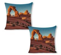 ERSTSNCK Arches National Park-Standard Pillow Covers 18"x18"（2pcs） Linen Throw Pillow Covers - Double Sided Decorative Square Cushion Cases for Sofa, Bed, Chair (No Insert Included)
