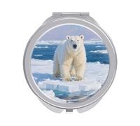 ERSTSNCK Arctic Polar Bear Compact Mirror for Purse, Double-Sided 1x/2x Magnifying Metal Pocket Makeup Mirrors, Folding Mini Vanity Mirror, Handheld Round Travel Cosmetic Mirrors for Women