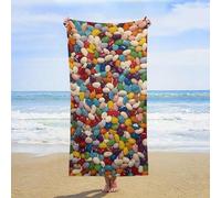 ERSTSNCK Assorted Jelly Beans Beach Towel Oversized 31" X 63" Absorbent Towels Quick Dry Pool Towel Lightweight Bath Towels Sandproof Beach Blanket for Gym Swimming Sports Travel Gifts