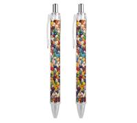 ERSTSNCK Assorted Jelly Beans Black Ballpoint Pens Fine Point (0.5mm) Black Ink Pen Retractable Ball Point Pens with Comfortable Full Grip for Journaling, And Office Writing Ideal 2 PCS