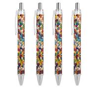 ERSTSNCK Assorted Jelly Beans Black Ballpoint Pens Fine Point (0.5mm) Black Ink Pen Retractable Ball Point Pens with Comfortable Full Grip for Journaling, And Office Writing Ideal 4 PCS