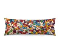 ERSTSNCK Assorted Jelly Beans Body Pillow Pillowcase 20"x54" Lumbar Throw Pillow Covers with Hidden Zipper Breathable & Cozy Full Long Bodypillow Case Cover for Sleeping Bedroom Couch Sofa Decor