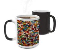 ERSTSNCK Assorted Jelly Beans Color Changing Mug Heat Changing Coffee Mug Funny Magic Cup Heat Sensitive Travel Mugs Novelty Coffee Cups Personalized Customized Gift for Men Women 11 Oz