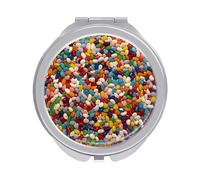 ERSTSNCK Assorted Jelly Beans Compact Mirror for Purse Double-Sided 1x/2x Magnifying Metal Pocket Makeup Mirrors Folding Mini Vanity Mirror Handheld Round Travel Cosmetic Mirrors for Women
