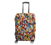 ERSTSNCK Assorted Jelly Beans Luggage Suitcase Covers Elastic Washable Cute Luggage Protector Travel Suitcase Protective Cover For Adult (Fit 19-32 Inch Luggages), white, Small, Assorted Jelly Beans