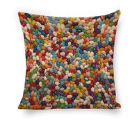 ERSTSNCK Assorted Jelly Beans Pillow Covers 18"x18" Linen Throw Pillow Covers - Double Sided Decorative Square Cushion Cases for Sofa, Bed, Chair (No Insert Included)