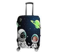 ERSTSNCK Astronaut And Alien Luggage Suitcase Covers Elastic Washable Cute Luggage Protector Travel Suitcase Protective Cover For Adult (Fit 19-32 Inch Luggages) X-Large, white, L, Astronaut and Alien