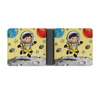 ERSTSNCK Astronaut Moon Adventure Wallet for Men Bifold Rfid Blocking Slim Money Clip Front Pocket Wallet Card Holder