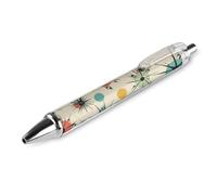 ERSTSNCK Atomic Stars Retro Pattern Black Ballpoint Pens Fine Point (0.5mm) Black Ink Pen Retractable Ball Point Pens with Comfortable Full Grip for Journaling, And Office Writing Ideal 1 PCS
