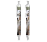 ERSTSNCK Australian Shepherd Black Ballpoint Pens Fine Point (0.5mm) Black Ink Pen Retractable Ball Point Pens with Comfortable Full Grip for Journaling, And Office Writing Ideal 2 PCS
