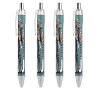 ERSTSNCK Aztec Elephant Pattern Black Ballpoint Pens Fine Point (0.5mm) Black Ink Pen Retractable Ball Point Pens with Comfortable Full Grip for Journaling, And Office Writing Ideal 4 PCS