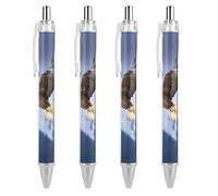 ERSTSNCK Bald Eagle Flying Black Ballpoint Pens Fine Point (0.5mm) Black Ink Pen Retractable Ball Point Pens with Comfortable Full Grip for Journaling, And Office Writing Ideal 4 PCS