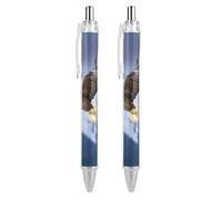 ERSTSNCK Bald Eagle Flying Black Ballpoint Pens Fine Point (0.5mm) Black Ink Pen Retractable Ball Point Pens with Comfortable Full Grip for Journaling, And Office Writing Ideal 2 PCS