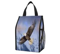 ERSTSNCK Bald Eagle Flying Insulated Lunch Bag Leakproof Insulated Cooler Bags Reusable Cooler Tote Foldable Lunchbox for Adult Women Men for Work Travel Picnic