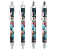 ERSTSNCK Basket And Easter Eggs Black Ballpoint Pens Fine Point (0.5mm) Black Ink Pen Retractable Ball Point Pens with Comfortable Full Grip for Journaling, And Office Writing Ideal 4 PCS