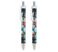 ERSTSNCK Basket And Easter Eggs Black Ballpoint Pens Fine Point (0.5mm) Black Ink Pen Retractable Ball Point Pens with Comfortable Full Grip for Journaling, And Office Writing Ideal 2 PCS