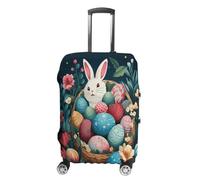 ERSTSNCK Basket And Easter Eggs Luggage Suitcase Covers Elastic Washable Cute Luggage Protector Travel Suitcase Protective Cover For Adult (Fit 19-32 Inch Luggages) X-Large, white, L, Basket and