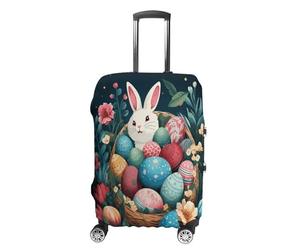 ERSTSNCK Basket And Easter Eggs Luggage Suitcase Covers Elastic Washable Cute Luggage Protector Travel Suitcase Protective Cover For Adult (Fit 19-32 Inch Luggages) X-Large, white, L, Basket and