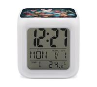 ERSTSNCK Basket and Easter Eggs Night Light Alarm Clock LED Display Alarms for Bedroom Smart Digital Alarm Clock Wtih 7 Colorful Ambient Lights Sleep Timer for Heavy Sleepers Simple Operation