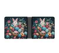 ERSTSNCK Basket And Easter Eggs Wallet for Men Bifold Rfid Blocking Slim Money Clip Front Pocket Wallet Card Holder