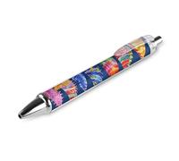 ERSTSNCK Batik Art Style Black Ballpoint Pens Fine Point (0.5mm) Black Ink Pen Retractable Ball Point Pens with Comfortable Full Grip for Journaling, And Office Writing Ideal 1 PCS