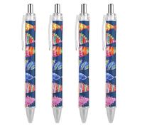 ERSTSNCK Batik Art Style Black Ballpoint Pens Fine Point (0.5mm) Black Ink Pen Retractable Ball Point Pens with Comfortable Full Grip for Journaling, And Office Writing Ideal 4 PCS